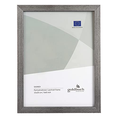 goldbuch Skandi Picture Frame 15 x 20 cm, Single Frame Made of Real Wood, Portrait Frame for Standing, Wooden Frame with Wall Mount, Photo Frame, Silver Frame