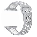 Aniyoh Apple Watch Band,M/L Size 42mm Soft Silicone iwatch Sport Band Replacement,Wrist Strap for Apple Watch Series 2,Series 1,Nike+,Edition,(Silver/White)
