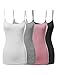 Made by Emma Basic Solid Long Length Adjustable Spaghetti Strap Tank Top BLACK/WHITE/HGREY/DARKPINK M