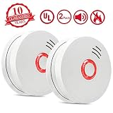 Smoke Alarm Fire Alarm,2 Pack Smoke Detector with Test Button 9V Battery Powered(Included) Photoelectric Smoke Alarms with UL Listed, Fire Safety for Bedroom,Kitchen,Corridor,Bathroom and Hotel