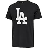 47 MLB Men's Team Color Imprint Primary Logo Word Mark Short Sleeve Baseball T-Shirt - Los Angeles Dodgers Black - XX-Large