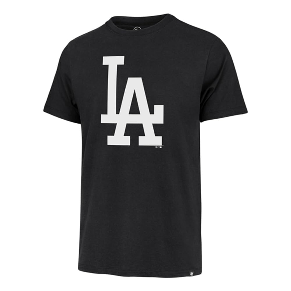 47 MLB Men's Team Color Imprint Primary Logo Word Mark Short Sleeve Baseball T-Shirt - Los Angeles Dodgers Black - Small Image