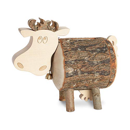 Waldfabrik Natural Wooden Cow-Shaped Money Bank, Traditional Craftsmanship, Creative Gift Idea