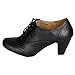 REFRESH Women Leatherette Lace Up Oxford Chunky Heel Bootie (7.5, Black)