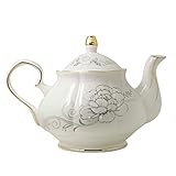 Jomop Ceramic Teapot Floral Design White 4 Cups 850ml (White)
