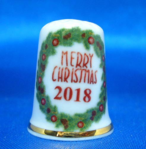 Birchcroft Porcelain China Collectable Thimble - Merry Christmas 2018 Box