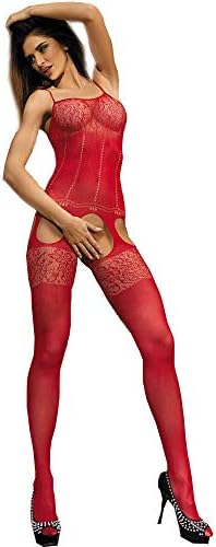 Spicy Temptations Women Crotchless Lace Body Stocking Thigt Elastic Bodusuit Hosiery