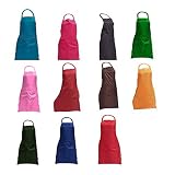 Trendbox Total 11 PCS Plain Color Bib Apron Adult Women Unisex for Waist Size 23" to 35" Durable Comfortable with Front Pocket Washable for Cooking Baking Kitchen Restaurant Crafting