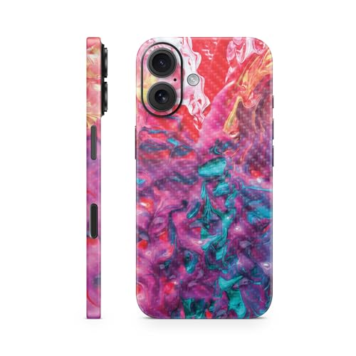 Carbon Fiber Phone Skin Compatible with Apple iPhone 16 - Paint Party - Premium…