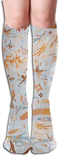 Leaves Painting Over-the-Calf Tube Compression Socks Long Dress Training Socks Crew Athletic Sport Soccer Socks