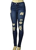 LnLClothing Junior's Distressed Skinny Jeans, Blue, 9