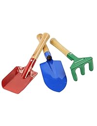 3 piezas Mini Metal rastrillo pala paleta Set Juego de herramientas de jardín niños playa Sandbox juguete