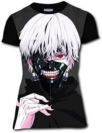Fashion Design Cool Tokyo-Ghoul Women 3D Printed Short Sleeve tees Round Neck T shirts L
