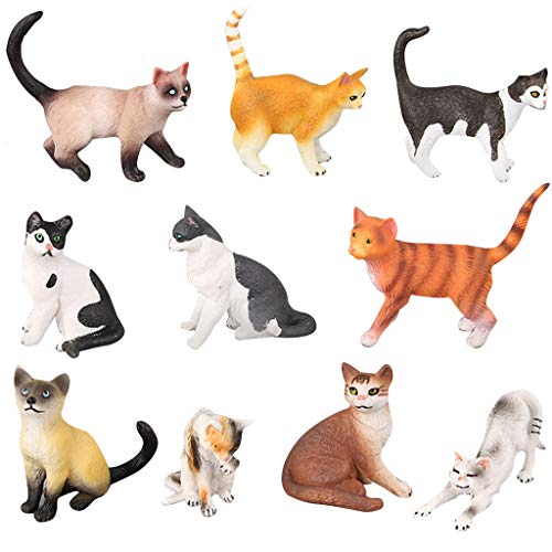 TwJim 10 Styles Realistic Cat Action Figures Toy Set Doll Pet Cat Model for Kids Boys Girls Cake Topper Cake Decoration Accessories - Thumbnail 6