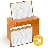 Fresh & Lucky Recipe Box with 100 Recipe Cards - 4x6 Recipe Cards with Dividers - Floral Recipe Cards with Gold Border