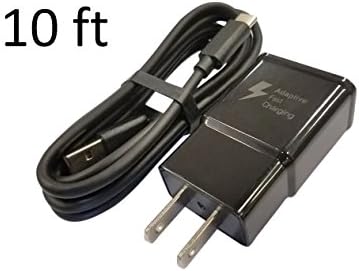 Fast Charger for Samsung Galaxy S9 S9+ S8 S8+ Note 8 9 + 10 Foot Type C USB-C Data Charging Cable - Black QuickCharge 2.0