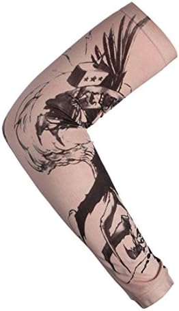 HANYI Nylon Elastic Tattoo Arm Stockings, Fashion Temporary Tattoo Sleeve Designs Body Arm Stockings Tatoo Cool (F)