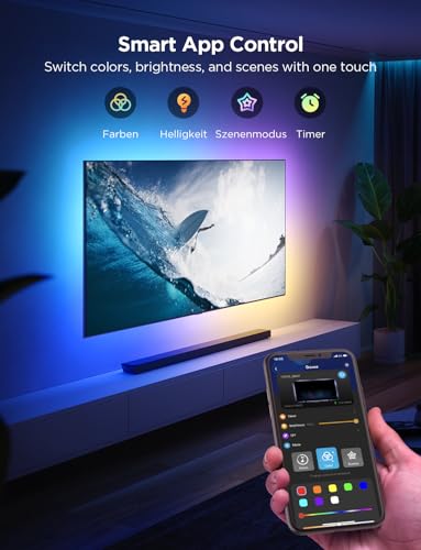 Govee LED TV Backlight 2.4 m, RGBIC LED Strip for 40-50 Inch TV, Intelligent Strips with Bluetooth & WiFi Control, Works with Alexa & Google Assistant, Music Sync