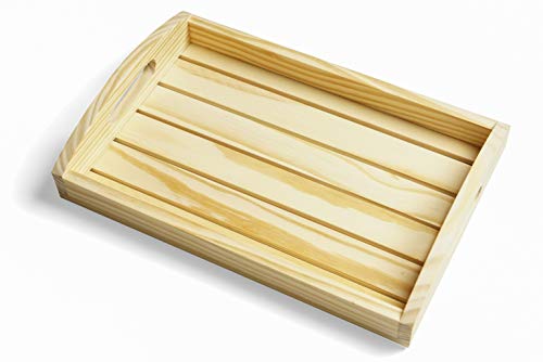 GoCraft Pine Wood Tray | Serveware Kitchen Accessories Breakfast Tray Small Size - 12" X 8" [CC0213-CG] - Thumbnail 4