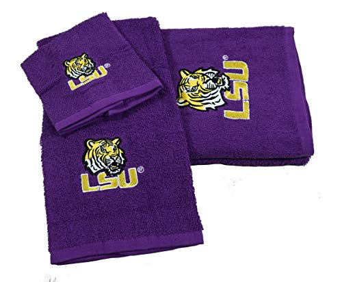 Louisiana State University LSU Tigers 3 Piece Embroidered Bath Towel Gift Set