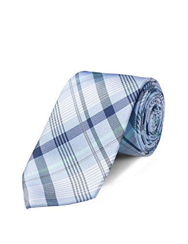 ORIGIN TIES Men's Fashion Silk Plaid 3 inches Standard Tie Blue