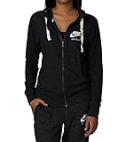 NIKE Women's Sportswear Gym Vintage Hoodie Black/Sail Size Medium