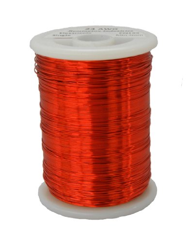 Remington Industries 24SNSP 24 AWG Magnet Wire, Enameled Copper Wire, 1.0 lb, 0.0221" Diameter, 803' Length, Red