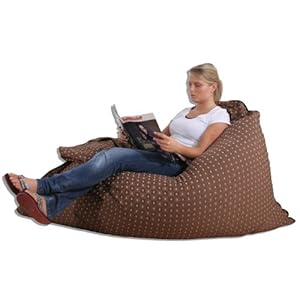 Kinzler K-11255/52 Riesensitzsack Karos und Punkte, 140 x 180 cm, 320 Liter Polystyrolkügelchen, silber