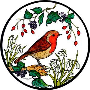 Static Window Cling in a Robin and Snowdrops Design.