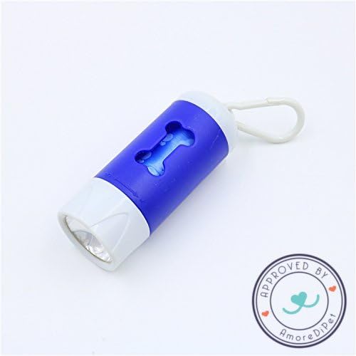AmoreDiPET Dog Poop/Waste Bag Dispenser and Holder -with LED (Blue) +1 of 15 Bag Rolls