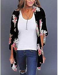 Blusa suelta con estampado floral y mangas de kimono para mujer