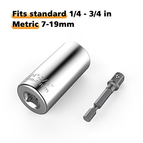 Universal Socket, EvZ Professional 7-19mm Multi-Function Ratchet Wrench Grip Power Drill Adapter Tools DIY Gift for Men Him Husband Dad Father Handyman Women