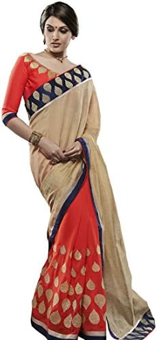 Graceful Beige and Red Jute saree with blouse piece