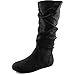 DailyShoes Women's Mid Calf Zipper Slouch Suede Comfortable Boots