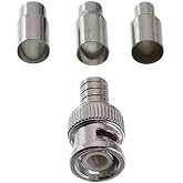 Triplett GEM BNC Crimp On Connectors (301-00TP) | For RG59 PVC, RG6 PVC, and RG6 TFE, Male, 50-Ohm, 10 Pack