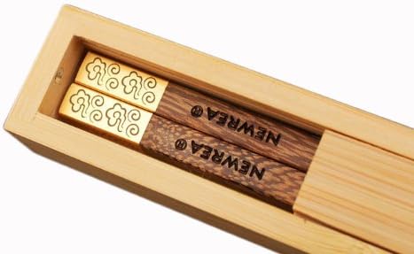 Newrea Chopsticks 1 Pair High Grade Wenge Wood Chopsticks Carve Auspicious Clouds in Bamboo Case