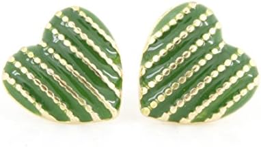 Sweet,sweet and Sweet Gold-tone Heart Post Stud Earrings (Green)