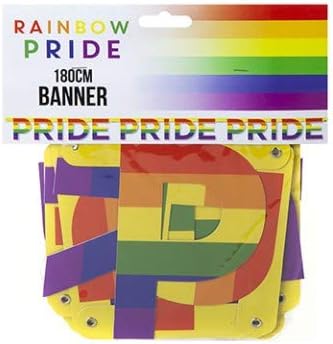 HomestreetUK PRIDE Banner Pride Word Rainbow Striped 180cm Carboard Hanging Sign Indoor or Outdoor Parties Floats Stalls Bright Colourful