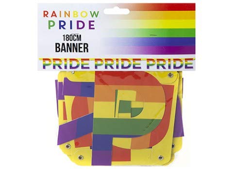HomestreetUK PRIDE Banner Pride Word Rainbow Striped 180cm Carboard Hanging Sign Indoor or Outdoor Parties Floats Stalls Bright Colourful