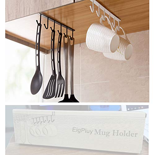 EigPluy 2pcs Mug Hooks Cups Wine Glasses Storage Hooks Kitchen Utensil Ties Belts and Scarf Hanging Hook Rack Holder Under Cabinet Closet Without Drilling,Black