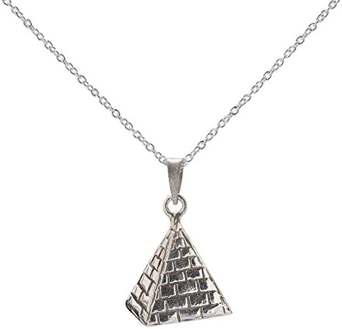 Sterling Silver Pyramid Pendant Necklace, 18 Inches