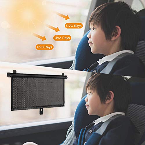MOTOBA Car Shade for Baby,2 PCS Retractable Roller Car Window Sunshade to Protect Kids Pets Interior Seat from Harmful UV Rays, Keeps Car Cool