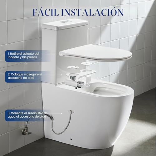 Non-Electric Toilet Bidet Sprayer with Retractable and Self-Cleaning Dual Nozzle, Portable Cold Water Bidet with Pressure Control, Front and Rear Cleaning (TT17NA)