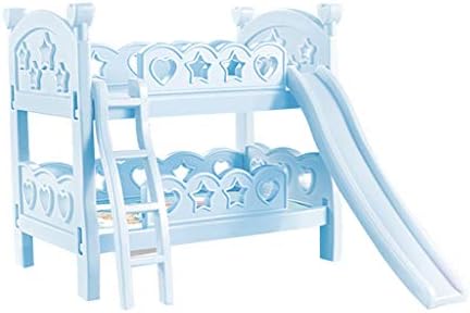 Amazon プリンセスドールベッド 二段 ミニチュア すべり台付き お姫様 寝室アクセサリー プレゼント ブルー 家具 ホビー