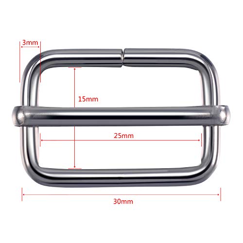 Tatuo 50 Pieces Slide Buckle 1 Inch Metal TriGlide Slides Silvery