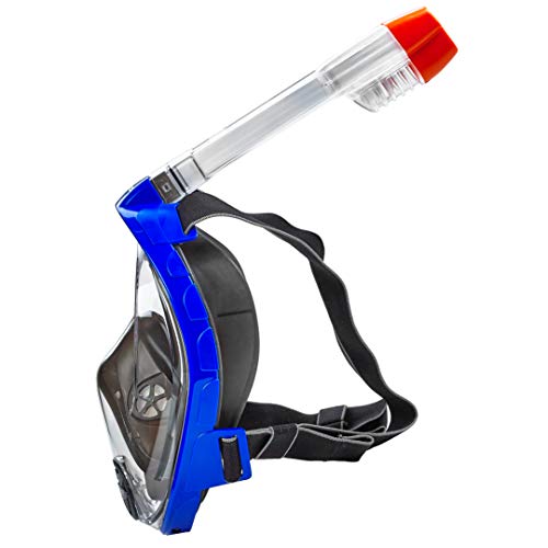 HEAD Sea VU Dry Full Face Snorkeling Mask, Black Grey, Clear Silicone