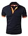 H2H Men's Casual Contrast Color Classic Short Sleeve Performance Polo Shirt Navy US S/Asia L (KMTTS0448)