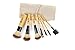 7 Piece Bamboo Makeup Brush Set with Roll-Up Cotton Travel Pouch - Premium Synthetic Hair & Wooden Handles - by Queen's Grace