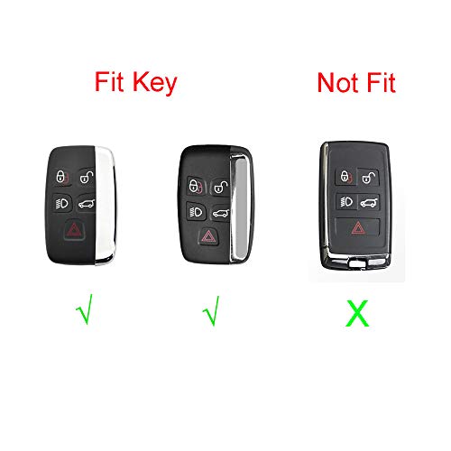 Royalfox(TM) 5 Buttons 3D Bling keyless Entry Remote Smart Key Fob case Cover for Land Rover Defender Discovery Sport LR2 LR3 LR4 Range Rover Sport EVOQUE and Jaguar XF XJ XJL XE F-PACE (Black)