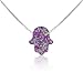 Pink Opal Hamsa Hand Necklace - 15 to 22 Inch